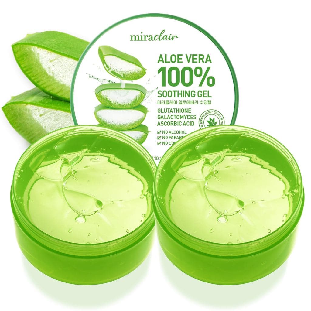 Gel de Aloe Vera MIRACLAIR para Rosto, Pele, Cabelo e Alívio de Queimaduras Solares, Feito com 100% de Gel de Aloe Puro