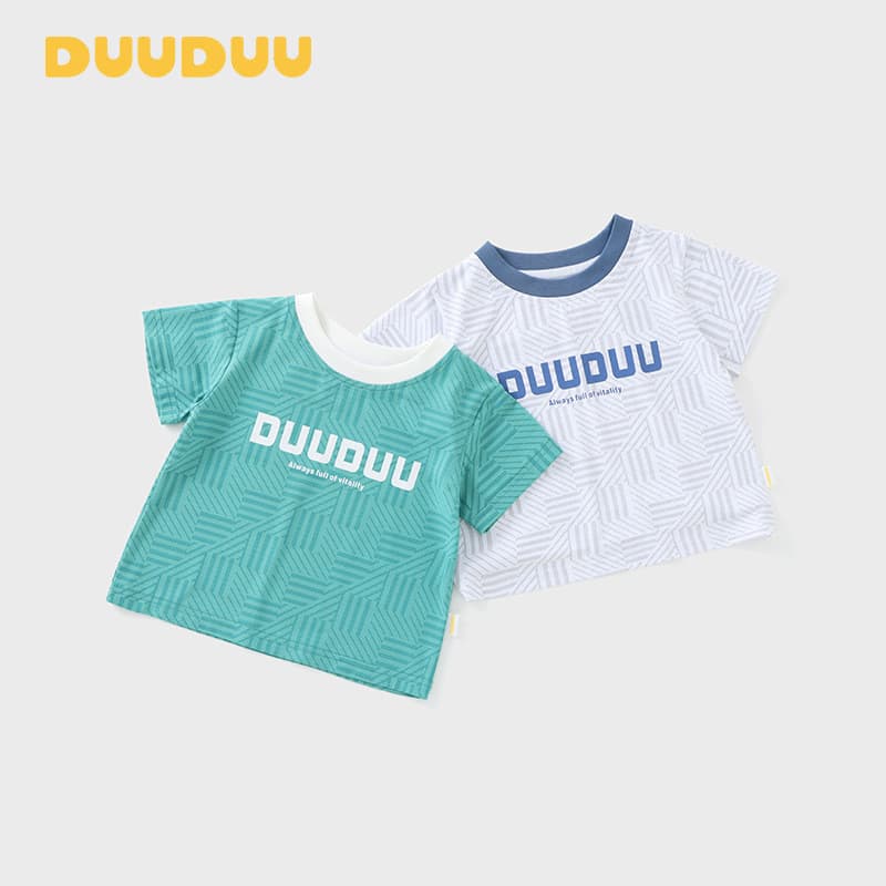 DUUUDUU Roupas infantis de manga curta para bebês estilo fino 2026 Roupas de verão Tops infantis de secagem rápida Roupa