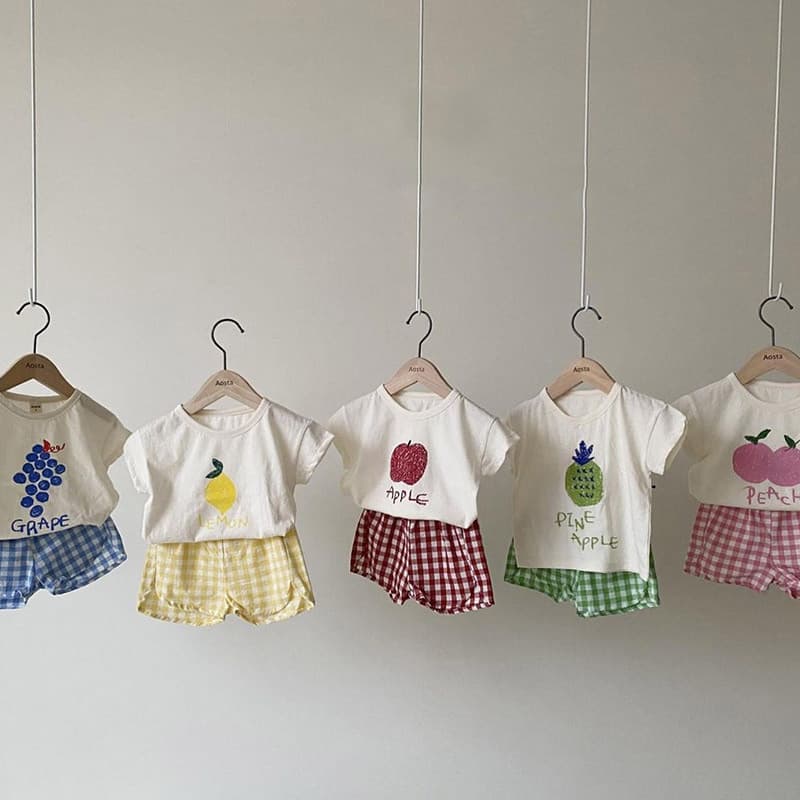 Ins versão coreana roupas infantis verão masculino feminino bebê de duas peças frutas de manga curta Shorts superiores t