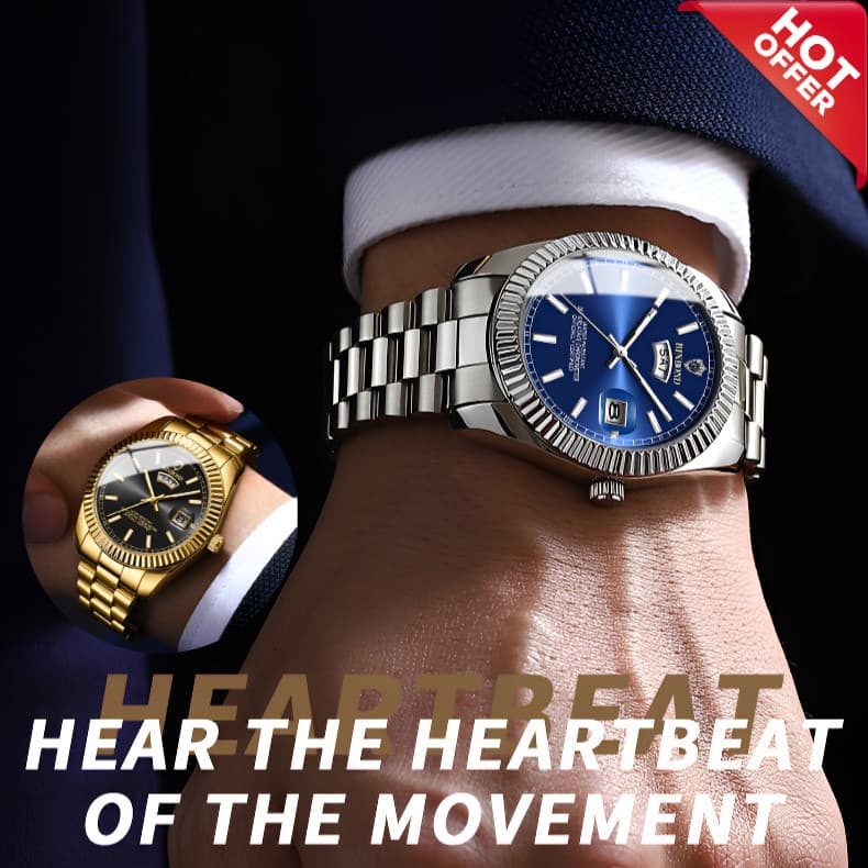[Estilo e Funcionalidade] Relógio masculino Log New Watch com pulseira de aço, à prova d'água, luminoso