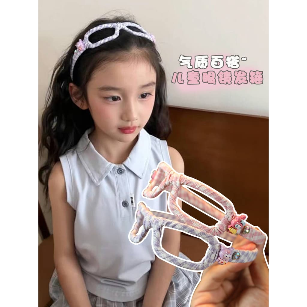 Crianças óculos quadro bandana meninas rosto lavagem grampo de cabelo bandana dos desenhos animados meninas não estrangu