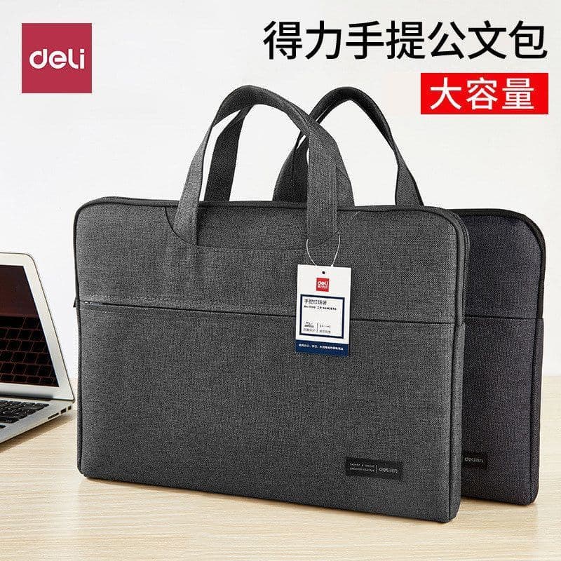 Deli Papelaria 5590 Pasta Portátil Zíper Escritório Reunião Registro Armazenamento Bolsa Computador Business Bolsa