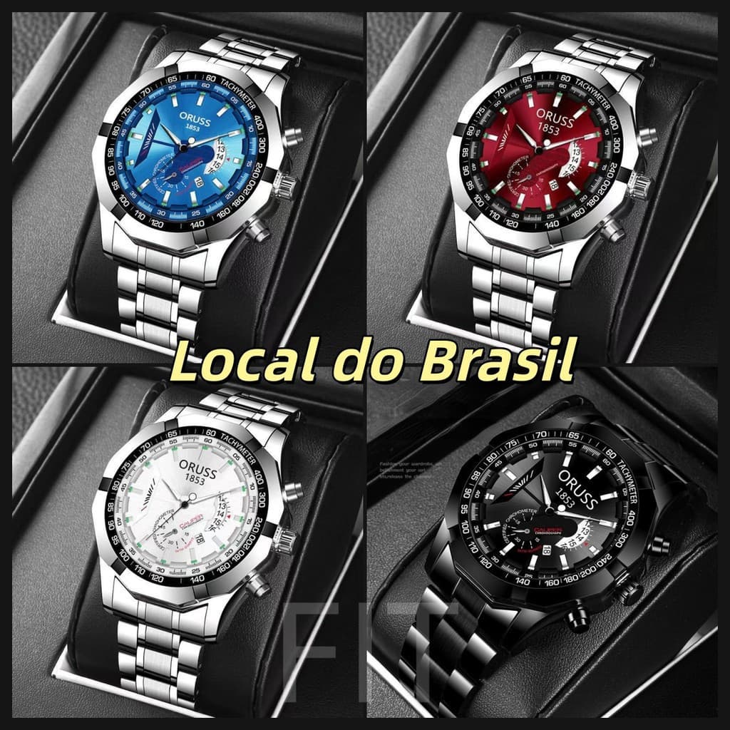 Marca de luxo ORUSS – Relógio de quartzo casual de alta qualidade e à prova d’água, com estojo e ajustador incluídos