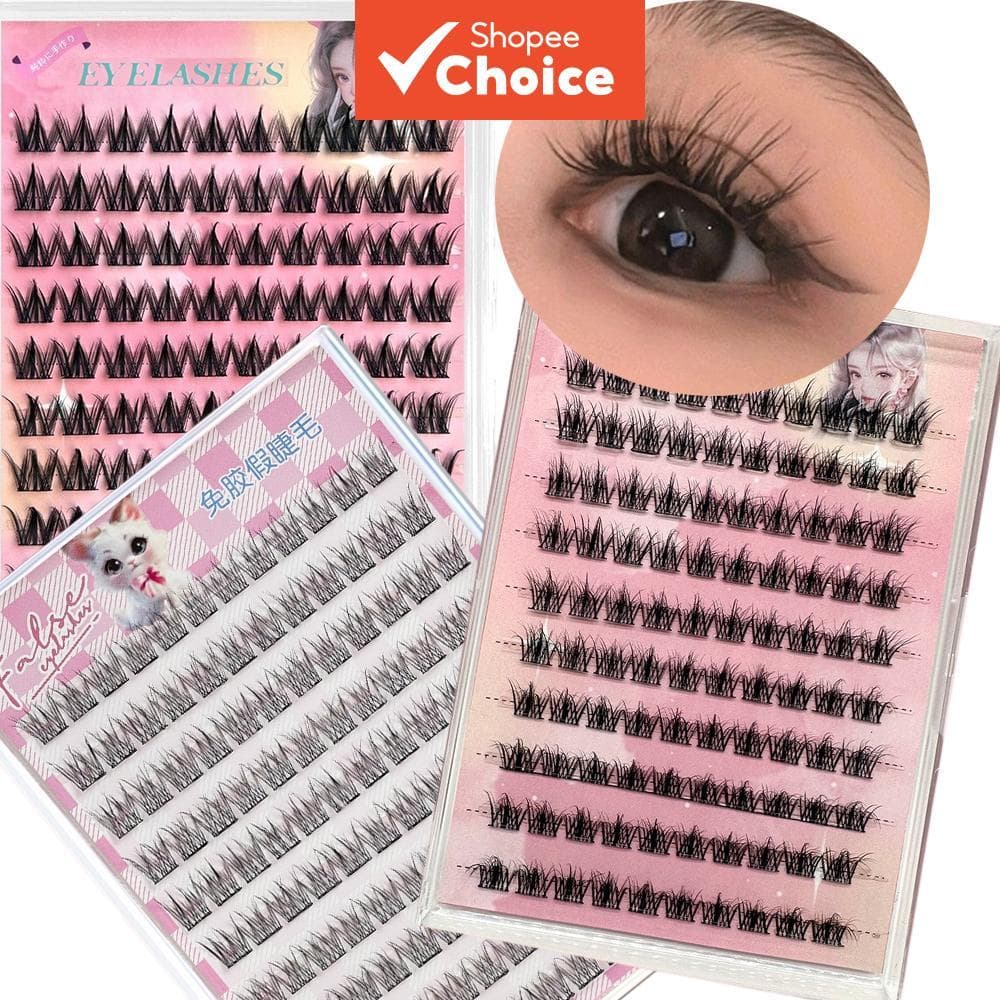 Conjunto De Cílios C-Curl Sem Cola 3 Caixas – Volume Segmentado Natural , Kit Inicial Adequado Para Iniciantes , Uso Diá