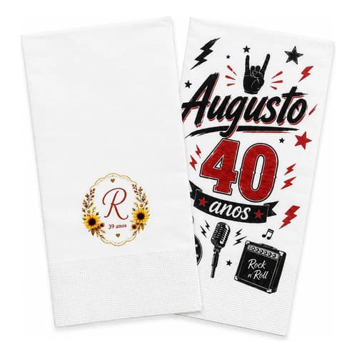100 Guardanapos Personalizados Aniversário 40x40 Fls Duplas