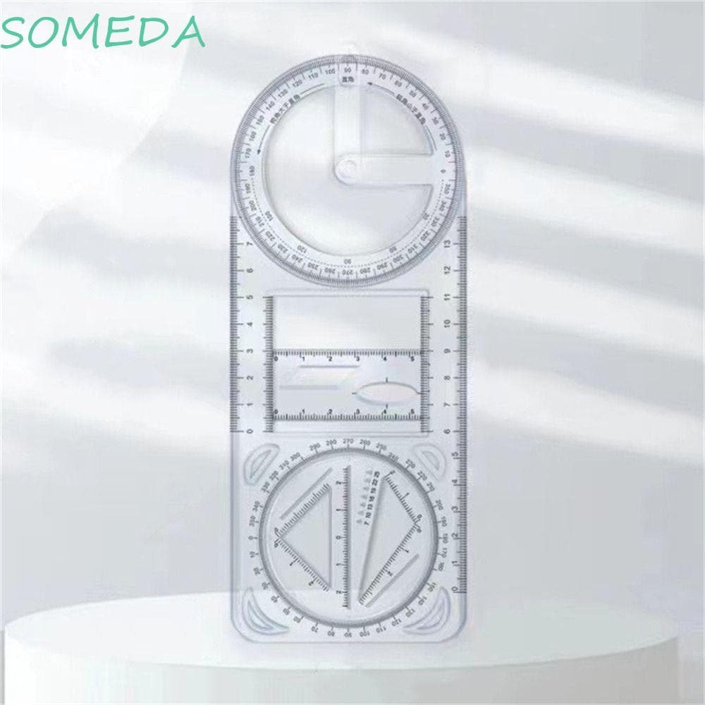 Régua Geométrica SOMEDA , Multifuncional De Desenho Reto , 360 ° Modelo Móvel
