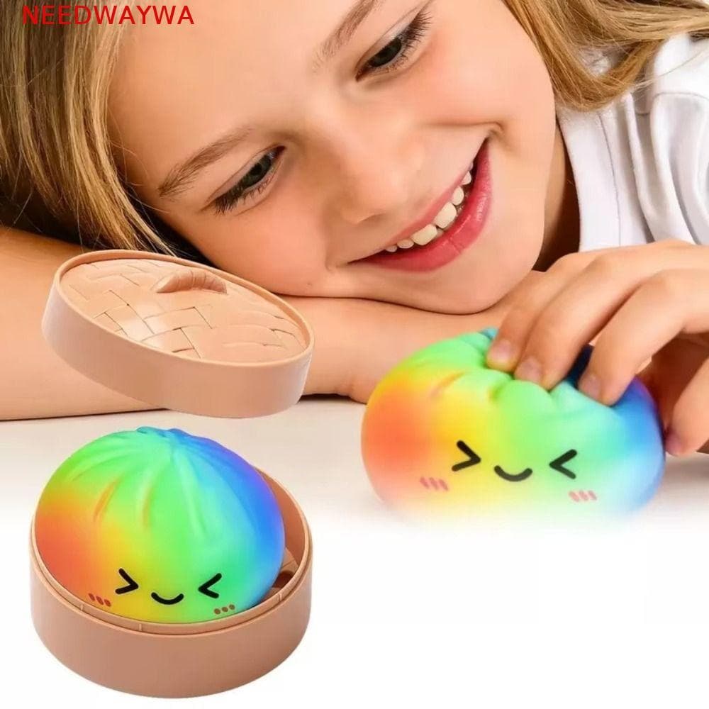 NEEDWAYWA Dumpling Squishy Toys , Bonito Macio Rainbow Color , Pitada Sensorial Fidget Ball