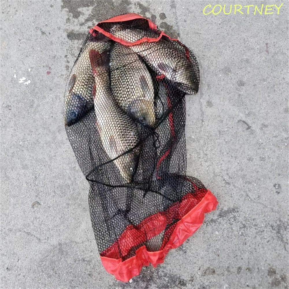 COURTNEY Saco De Malha De Pesca , Bolso De Rede De Peixe Vivo Com Cordão De Proteção , Gaiola Dobrável