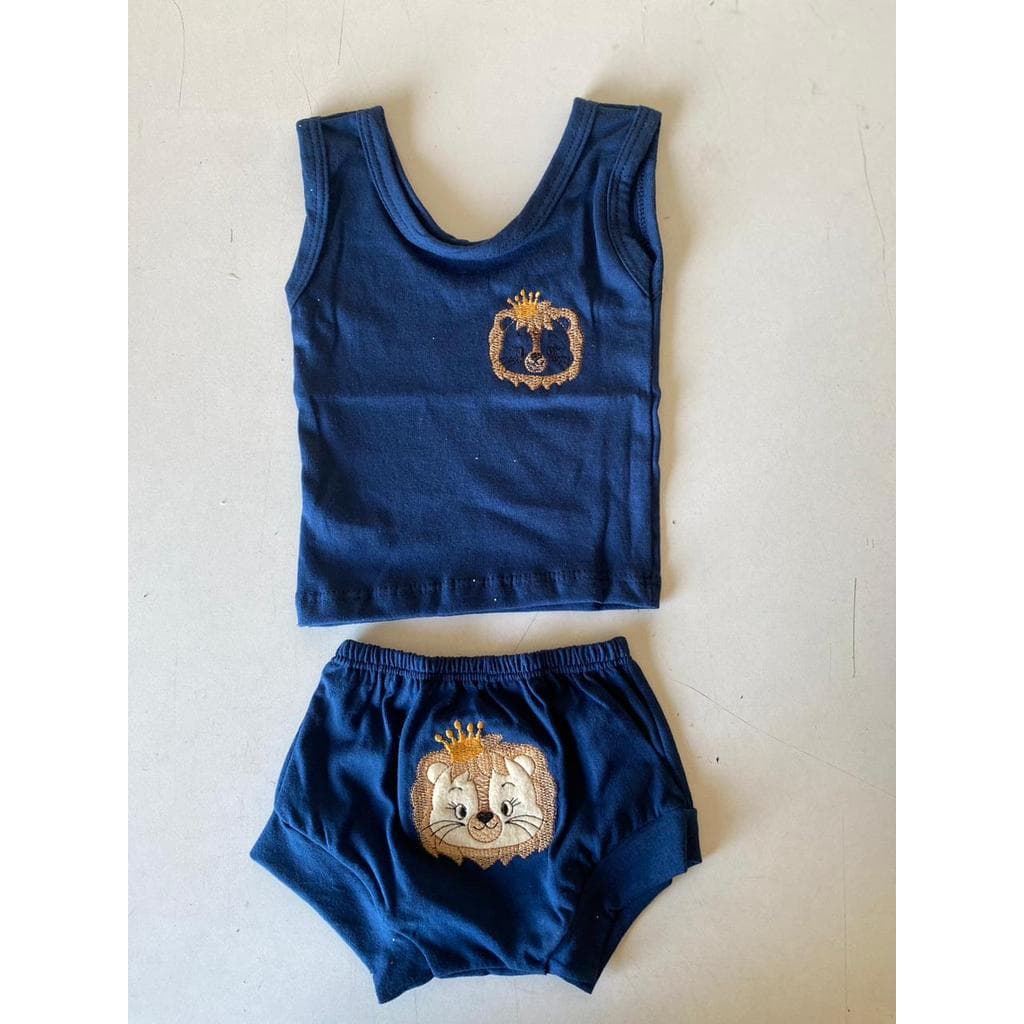 Conjunto 2 Peças Para Bebê Camiseta no Viés + Tapa Fralda Bordado 100% Algodão