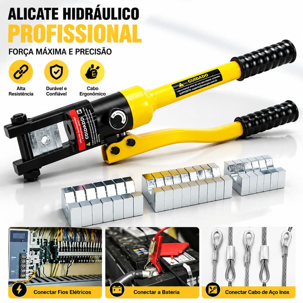 Alicate Crimpador Hidráulico Profissional Alta Qualidade Para Terminais Elétricos 16 a 300mm² Ferramenta Industrial