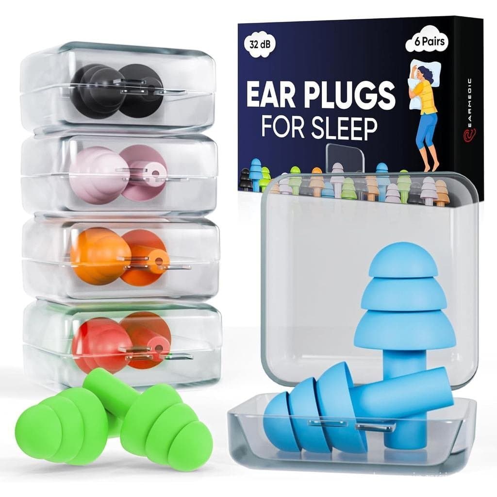 Protetores Auriculares Snooze Sleep - 6 pares de protetores auriculares reutilizáveis de silicone macio com função de re