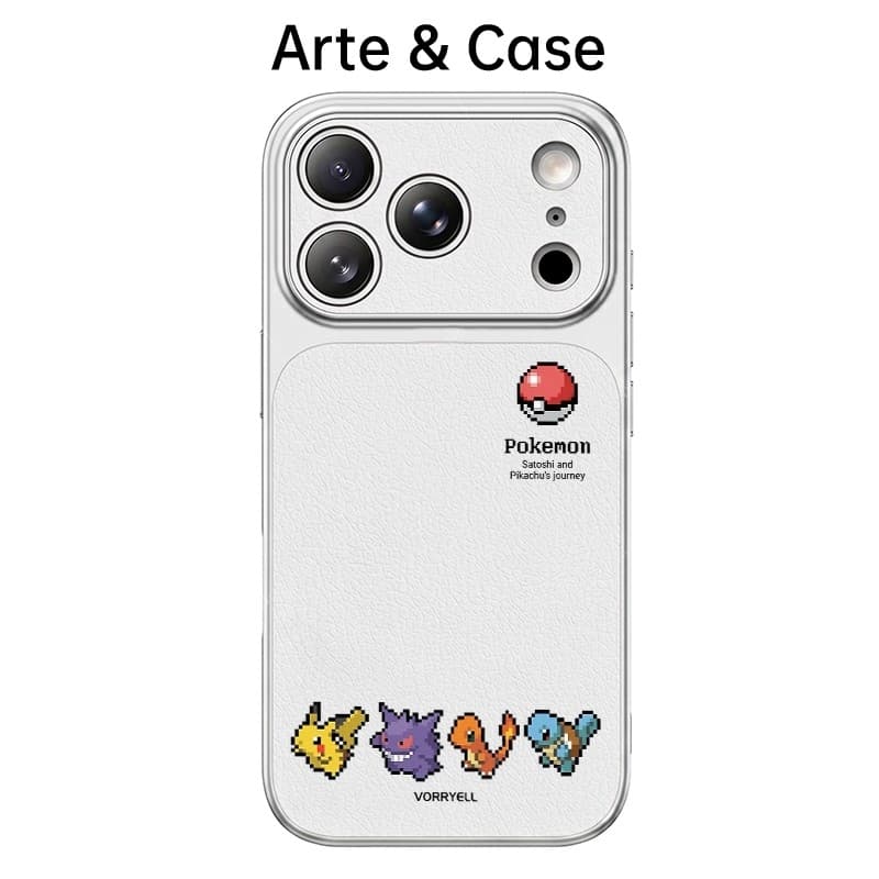 Capa de couro com recortes precisos-Estampa de Pokébola do Pokémon For iPhone XS,11,12 ProMax,13,14,15Plus,16,17