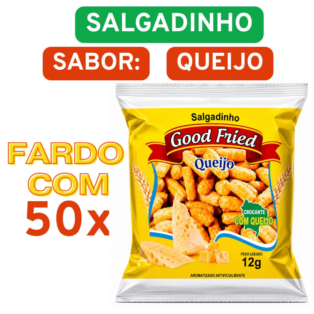 Kit 50 Salgadinho Queijo Petisco Good Fried Gravata 12g/cada (FARDO)
