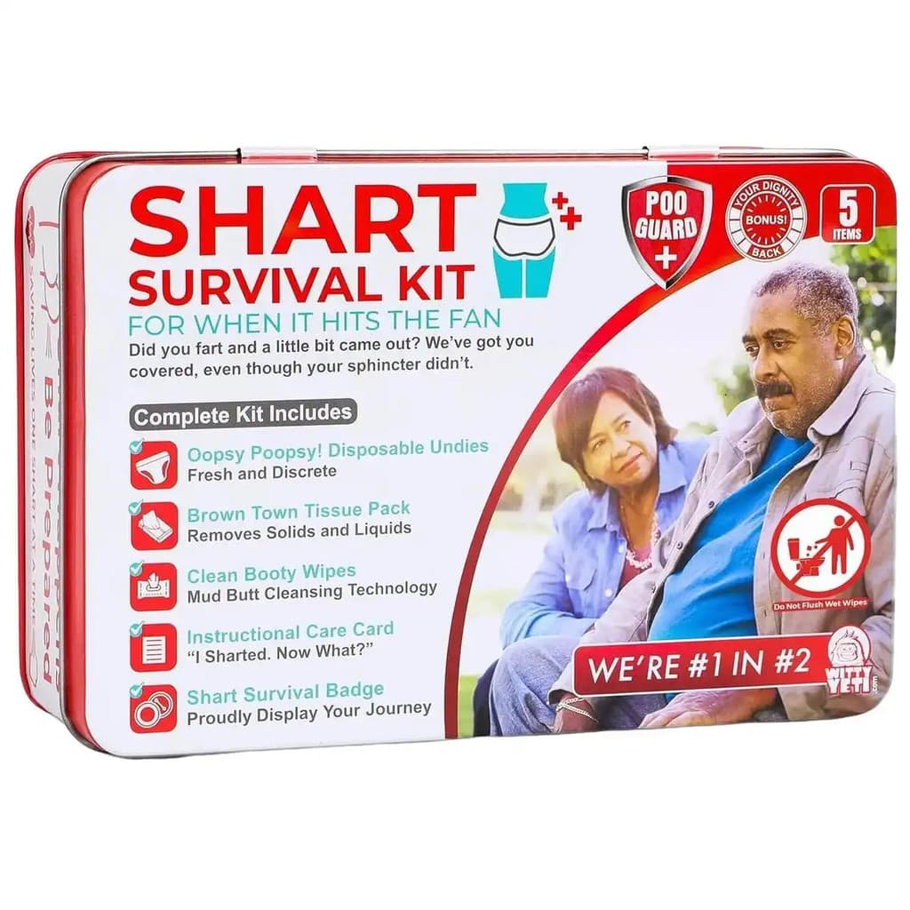 Kit de Sobrevivência Funny Shart da Witty Yeti. Conjunto de Presente de Brincadeira com Tema de Cocô Contém Lenços Umede