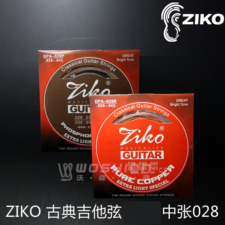 ZIKO DPA028P R 028-043 Cordas de guitarra clássica de tensão média Cobre vermelho Fósforo Bronze laminado antiferrugem