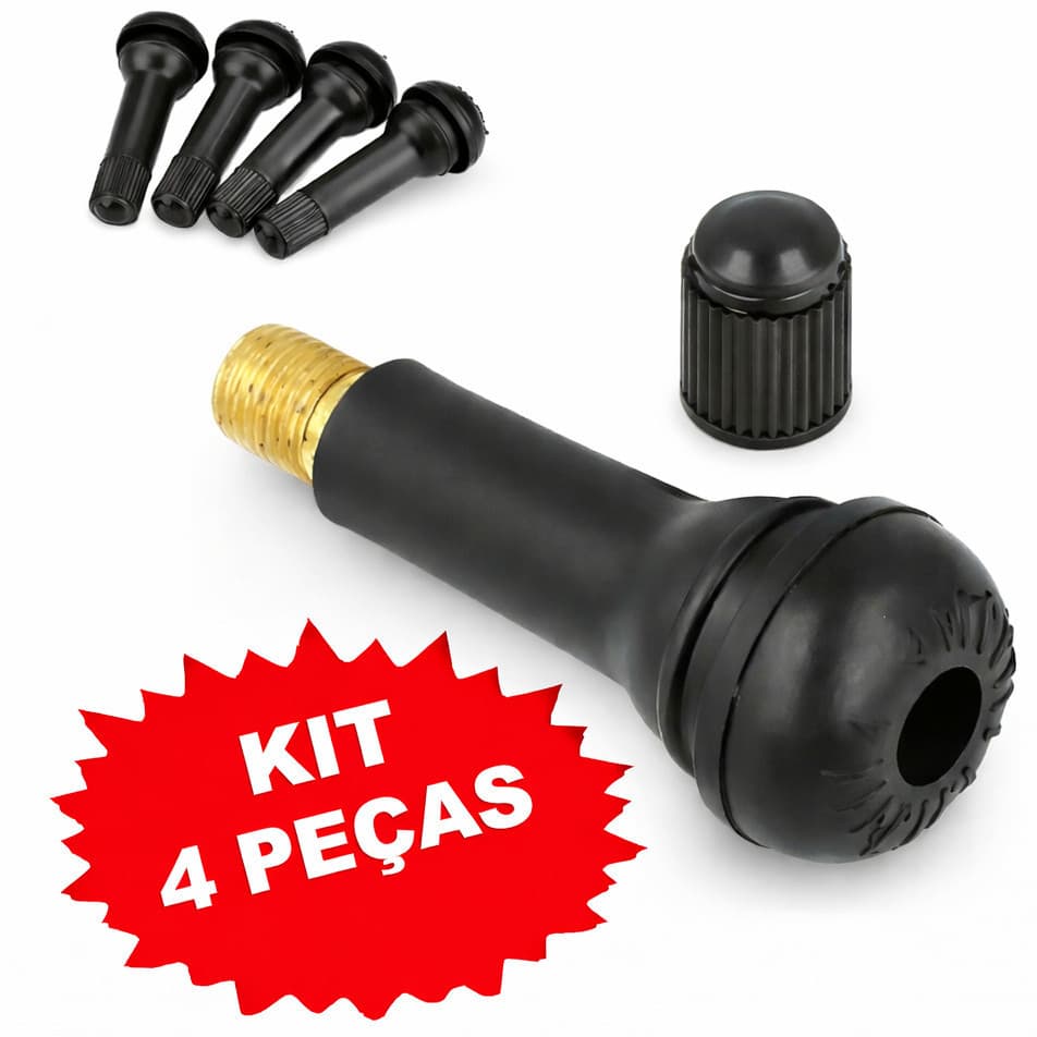 4 Bicos De Roda Válvula P/ Pneu Sem Câmara Passeio Tr 414 aro:13, 14, 15, 16, 17 e 18 Universal