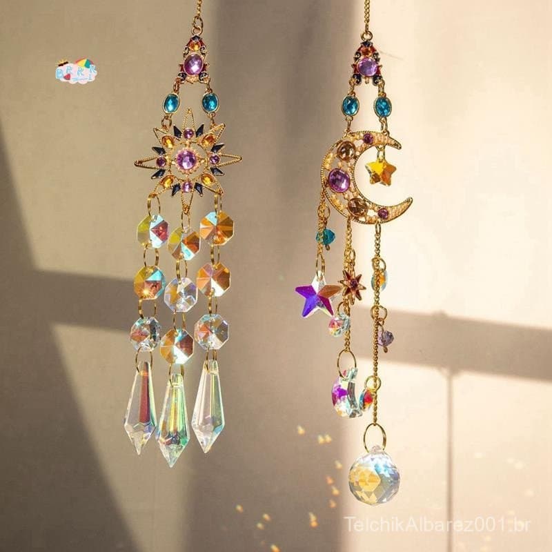 Sinos De Vento De Cristal Ao Ar Livre Jardim Música 3d Girador Pendurado Para Arco-Íris Fabricante Decoração Fácil De Us