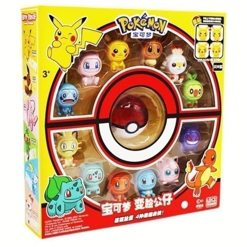 6 Pçs Pokemon Mudança De Rosto Figura De Ação Animada Kawaii Boneca Dragon Ball Pikachu Monstro Jogo De Brinquedos Infan