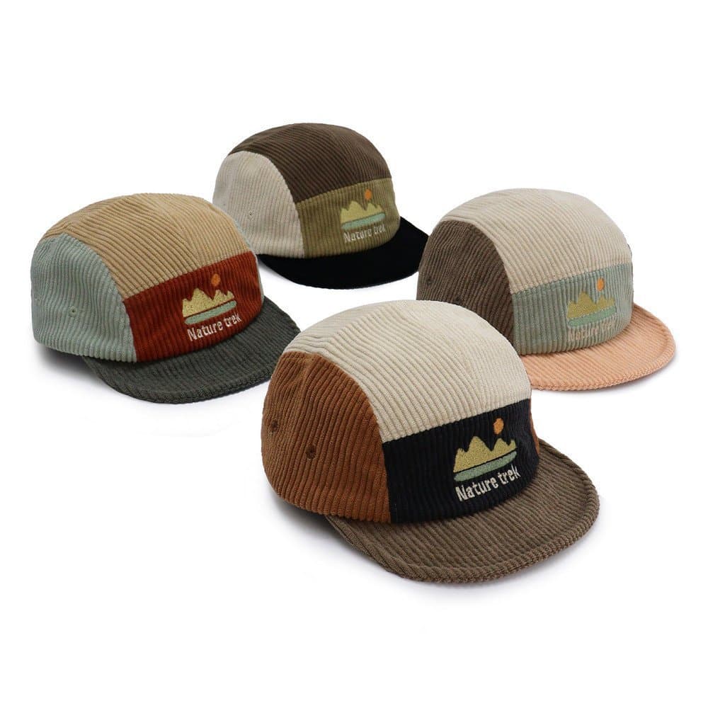 Boné Chapéu Five Panel Aba Curta Vintage Malha Bordado Tecido Streetwear para Diário Outdoor Moda Masculino Feminino