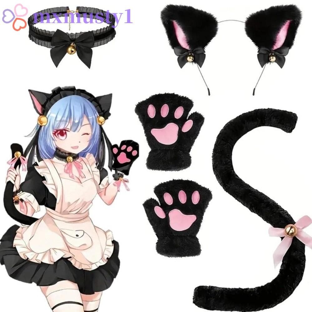 MXMUSTY Conjunto De Faixa De Cabeça Com Orelhas De Gato , Mulher , Arco , Cosplay , Jk Lolita , Pelúcia , Halloween , Ve