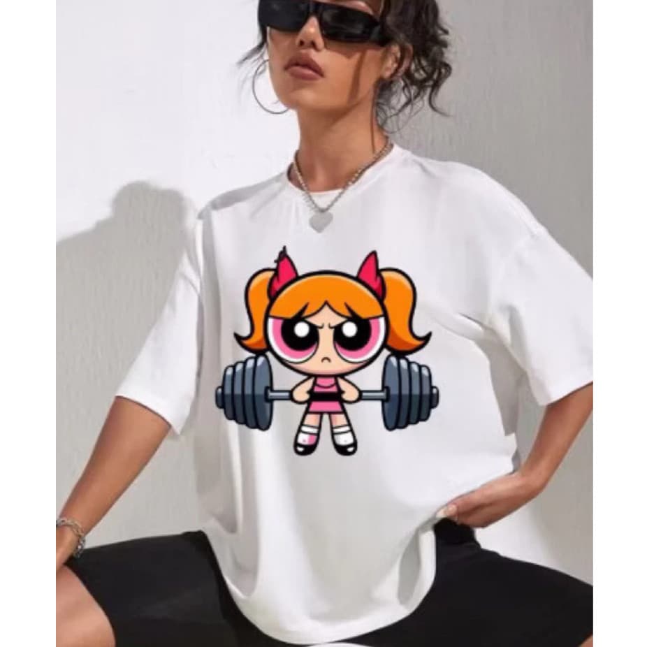Camiseta Camisa Feminina Academia Gym Fitness T-shirt Meninas Super Poderosas Treino Streetwear