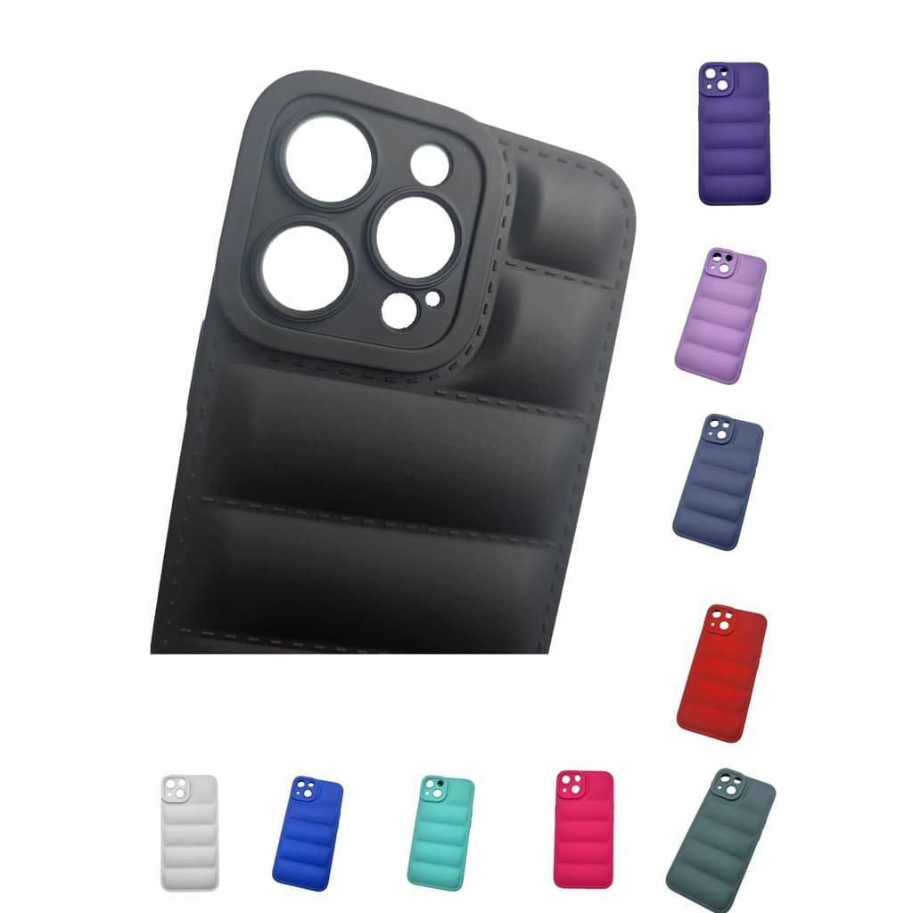 Capa de Compatível  IPhone 13 14 PRO MAX Puffer Acolchegante Silicone