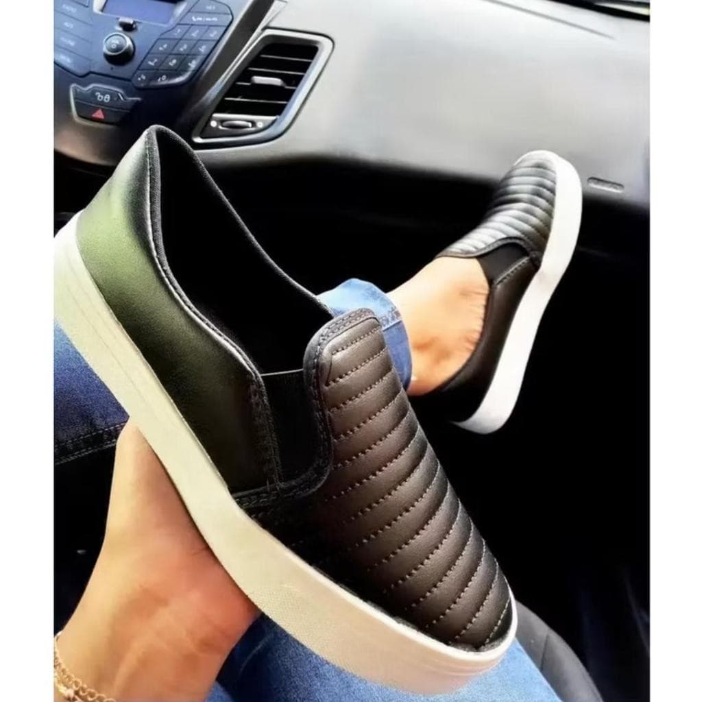 Sapatilha Slip On Feminina Calce Fácil Estilo Conforto Dia a dia Tenis Meia Adulta Promoção