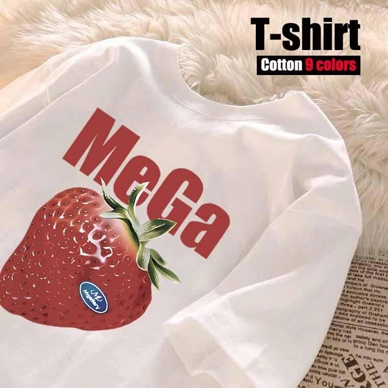 100 % Algodão Feminino Em Torno Do Pescoço Camiseta Verão Versão Coreana Y2K Tridimensional Morango Impressão Topo overs