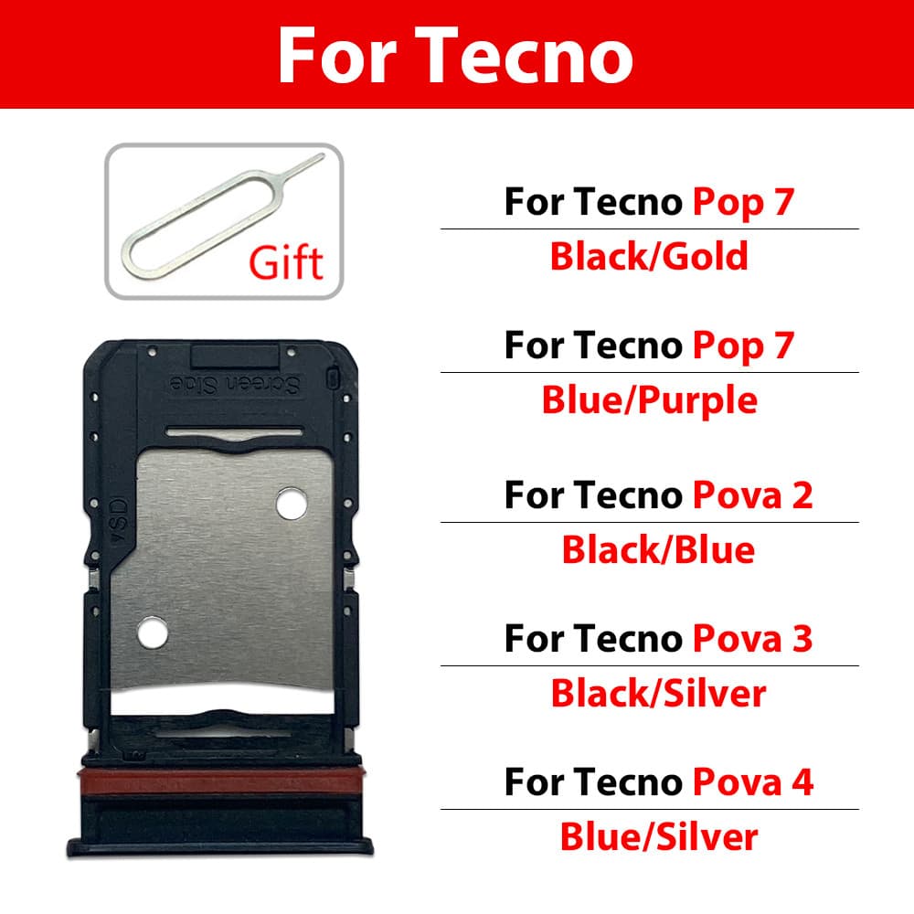 Para Tecno Pop 5 6 7 Pova 2 3 4 5 Neo SIM Titular Do Cartão Bandeja chip Slot Gaveta Adaptador Soquete