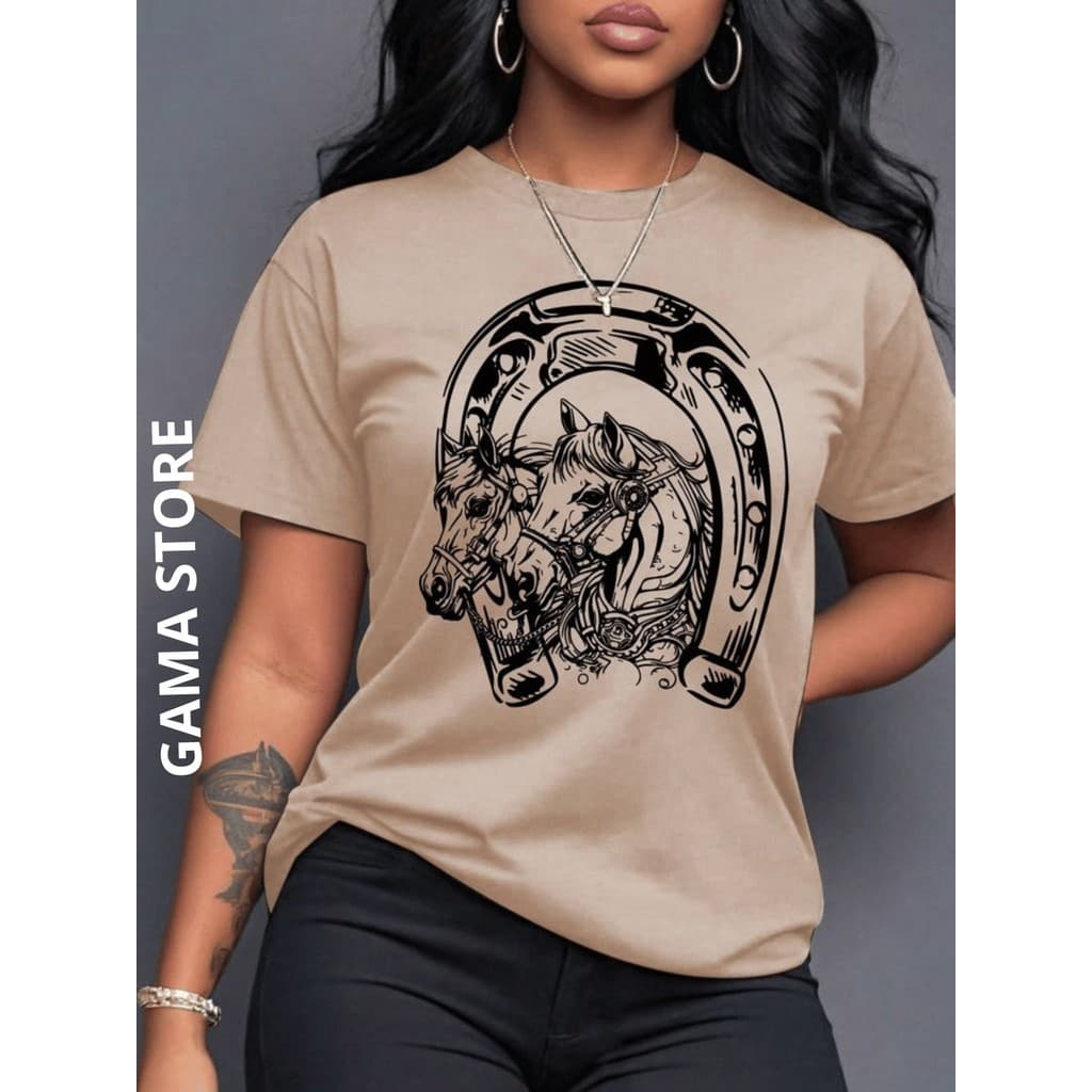 Camiseta Feminina Country Cavalos Hipismo Rodeio Camisa Oversized 100% Algodão