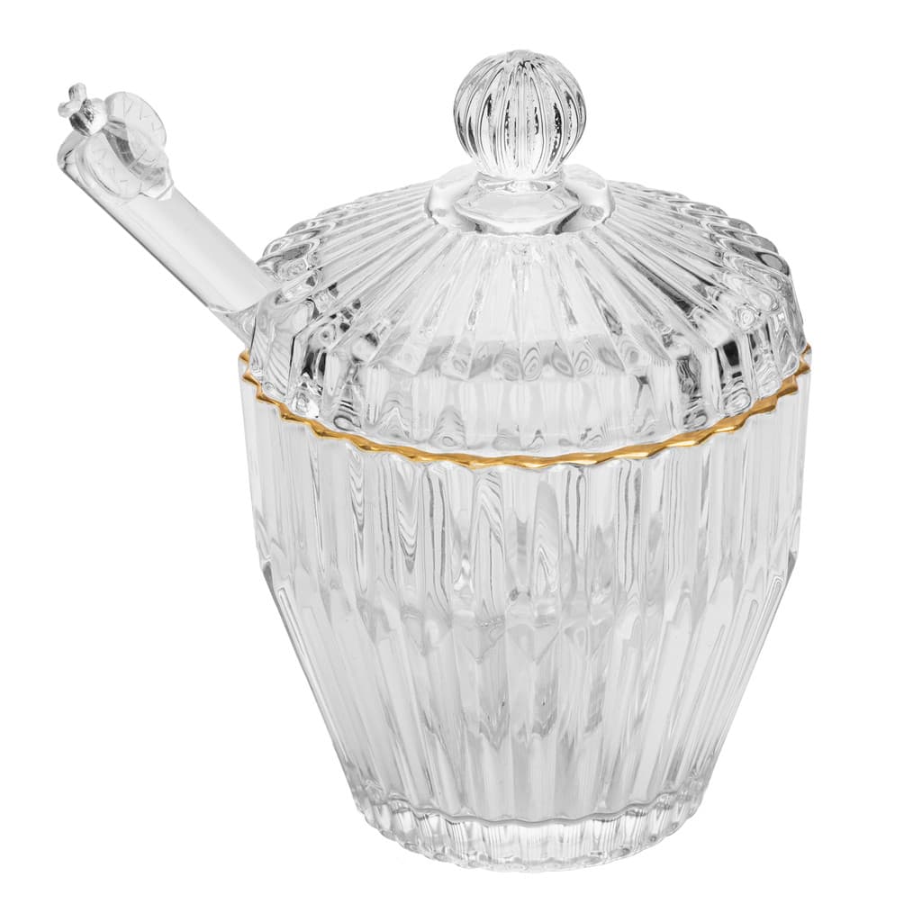 Meleira de Cristal com Fio de Ouro Império Wolff 11x8cm - com Pegador para Mesa Posta