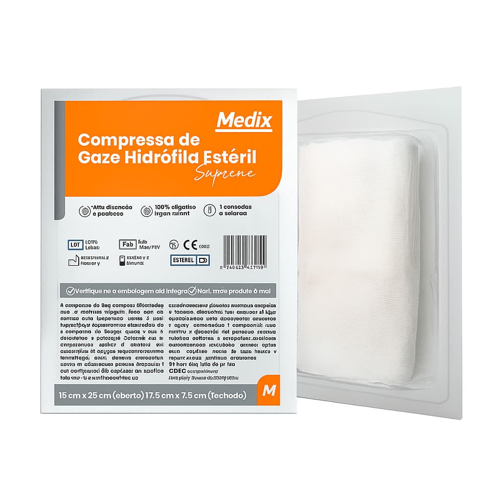 Compressa de Gaze Estéril 13F 12 Pacotes - 120 Unidades