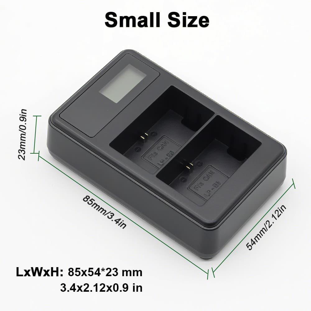 LP-E8 LCD Dual USB Charger with cable (Micro USB Type-C) for Canon Camera Batteries LPE8