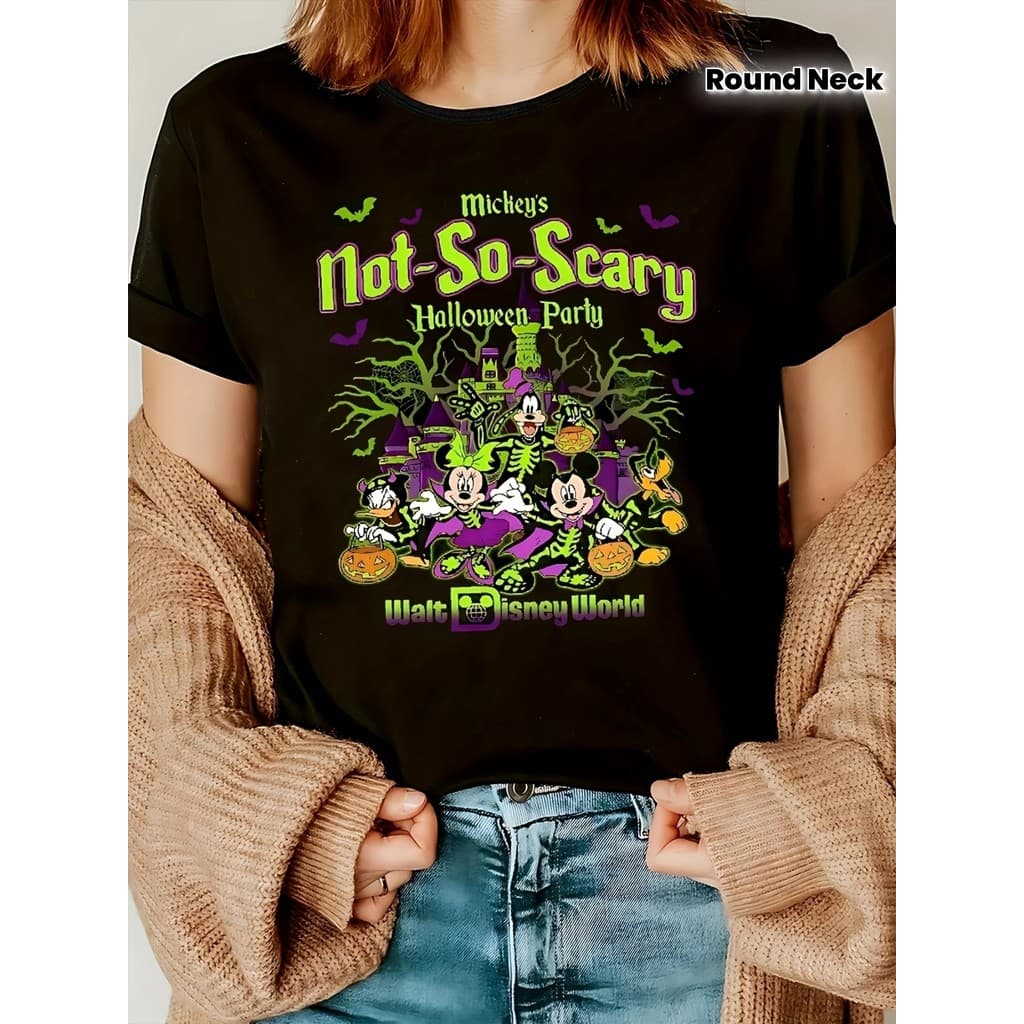 Camiseta Feminina Mickey Halloween Divertido Unissex Oversized 100% Algodão Casual Envio Imediato