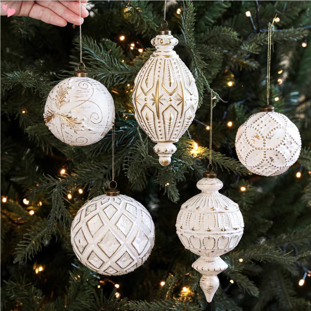 Grandes Enfeites De Árvore De Natal Vintage Branco Fosco Pendurado Bola Ornamentos De Plástico Com Laço Para Festa De Fe
