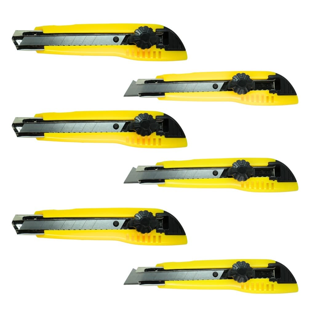 Kit com 6 Estiletes Seller P-600 18mm – corte profissional, corpo PSAI reforçado em aço, trava giratória screw-lock