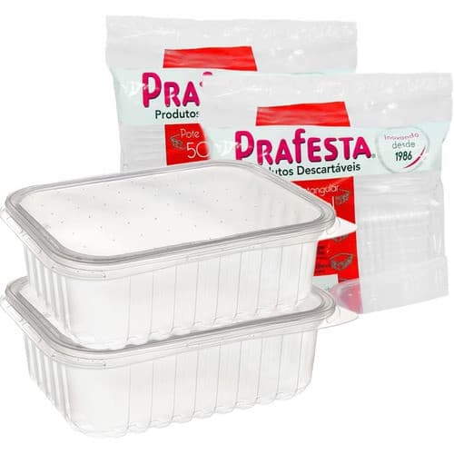 Marmita Embalagem Microondas Freezer 500ml Prafesta C/24und Cor Transparente