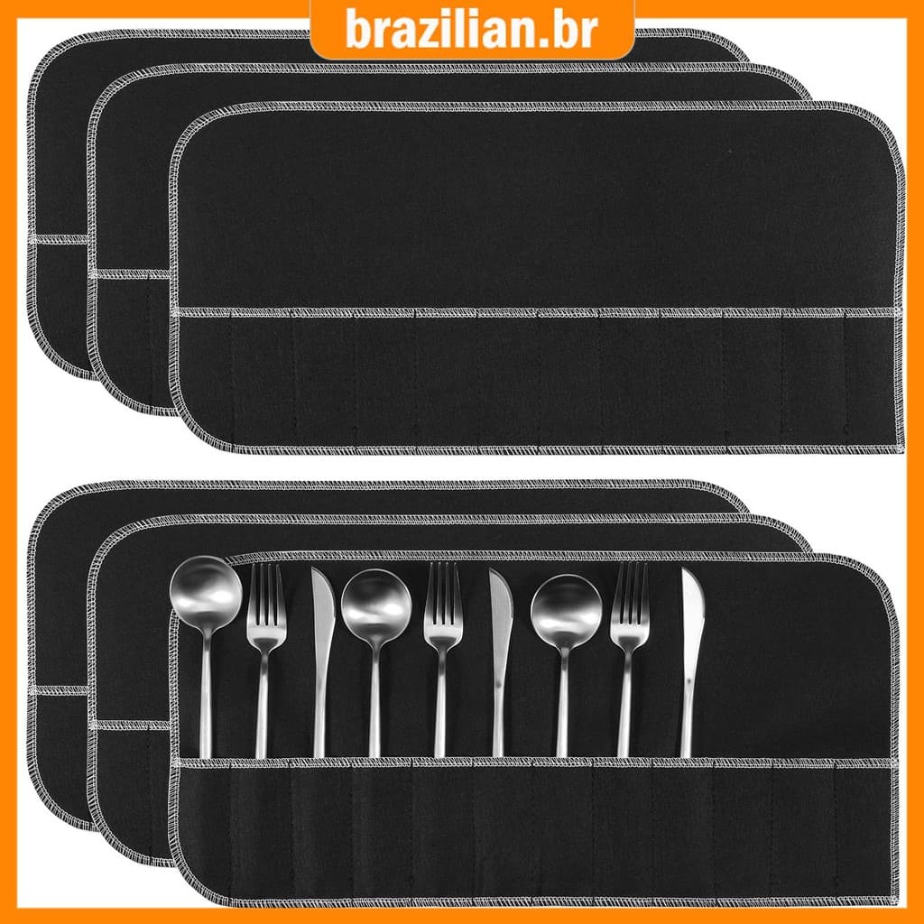 6 Pçs Saco De Armazenamento De Talheres De Prata Feltro Organizador Resistente A Manchas Protetor Para Utensílios De Coz