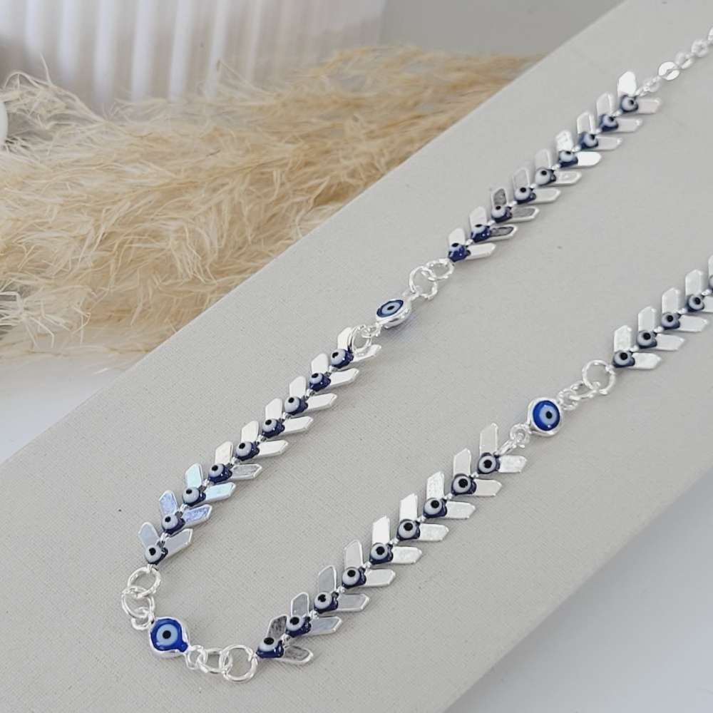 Colar choker de seta com olho grego folheado em prata 925