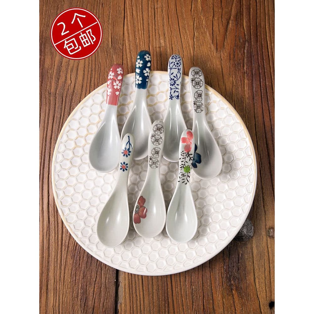 Estilo japonês quatro estações estilo japonês Underglaze cor Retro cerâmica colher de arroz colher de sopa talheres domé