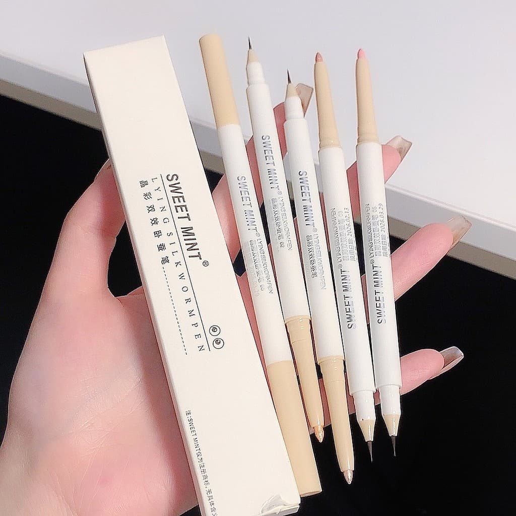 Maquiagem doce hortelã cristal cor duplo efeito dupla cabeça deitado bicho da seda caneta iluminar os olhos contorno cor