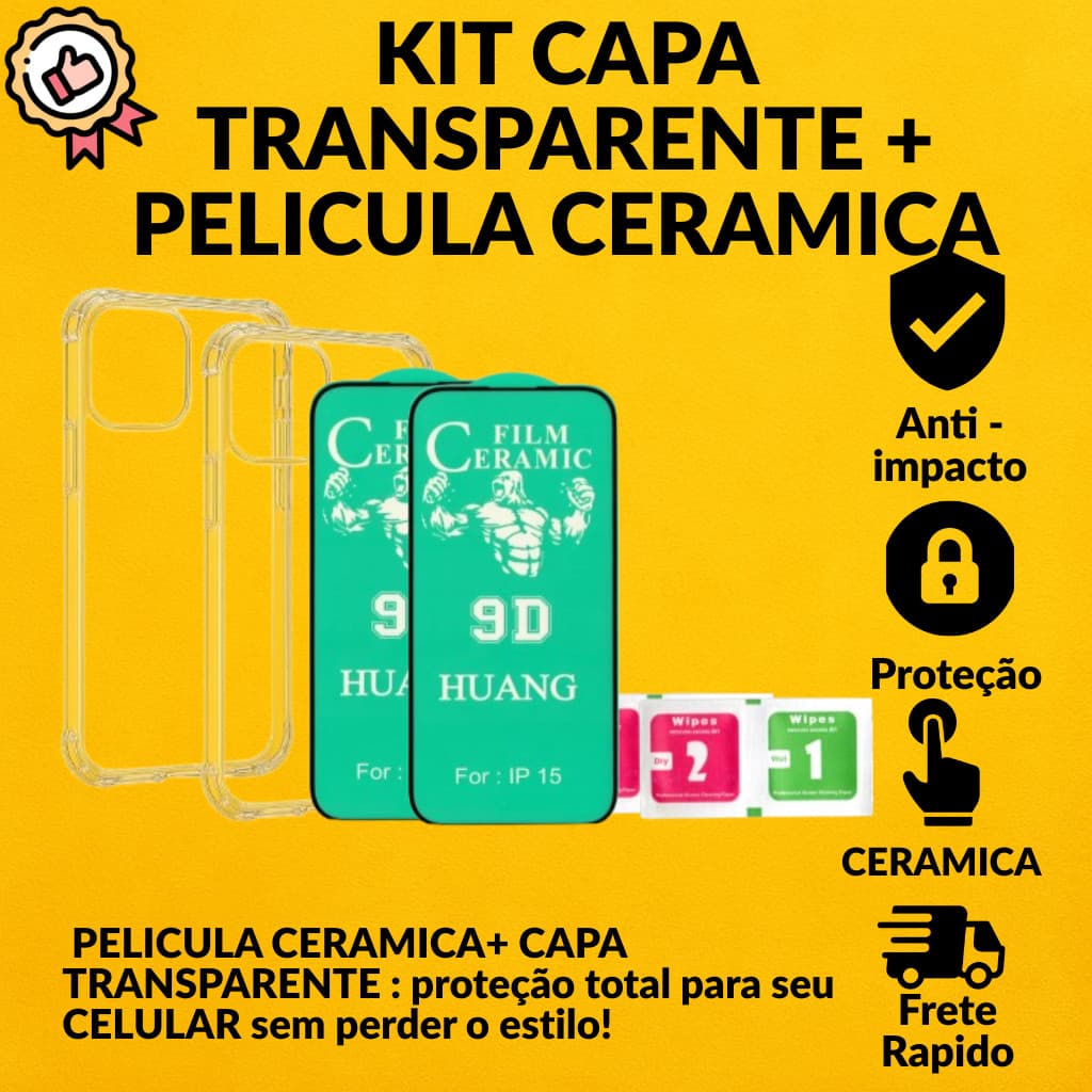 Capa Transparente + pelicula ceramica anti - impacto  para POCO F7 Pro / F7 5G
