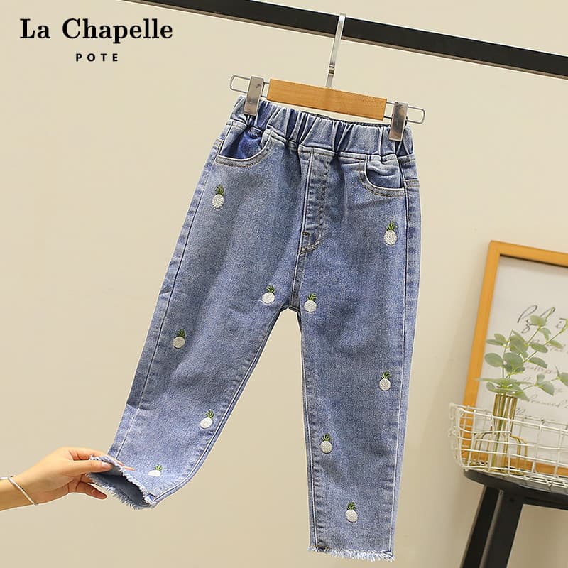 Lasher Bell roupas infantis Jeans para meninas primavera estilo ocidental meninas versão coreana calças casuais soltas c