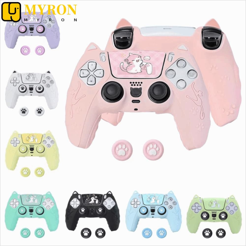 Conjunto De Controlador MYRON1 , Pele De Silicone Para Controle De Gato , Capa Protetora Antiderrapante PS5
