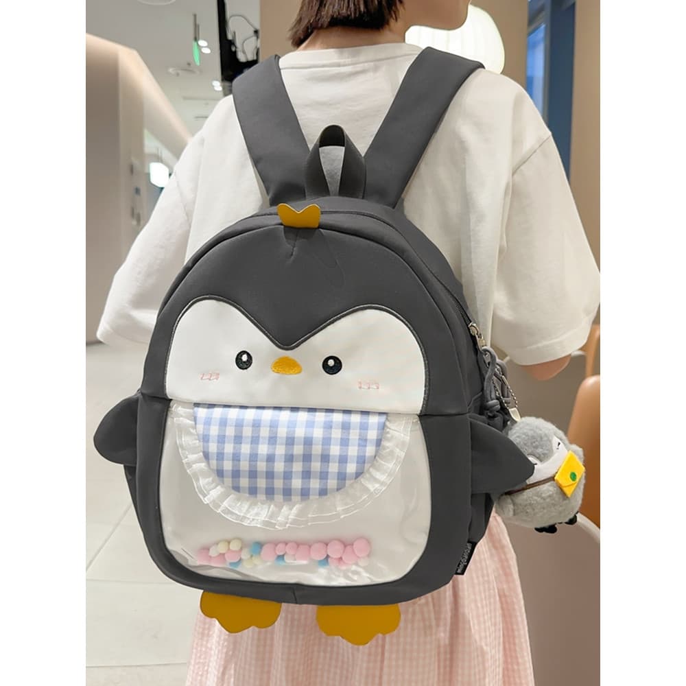 Bonito dos desenhos animados babador pinguim mochila feminina novo estilo de viagem leve crianças passeio pequeno saco d