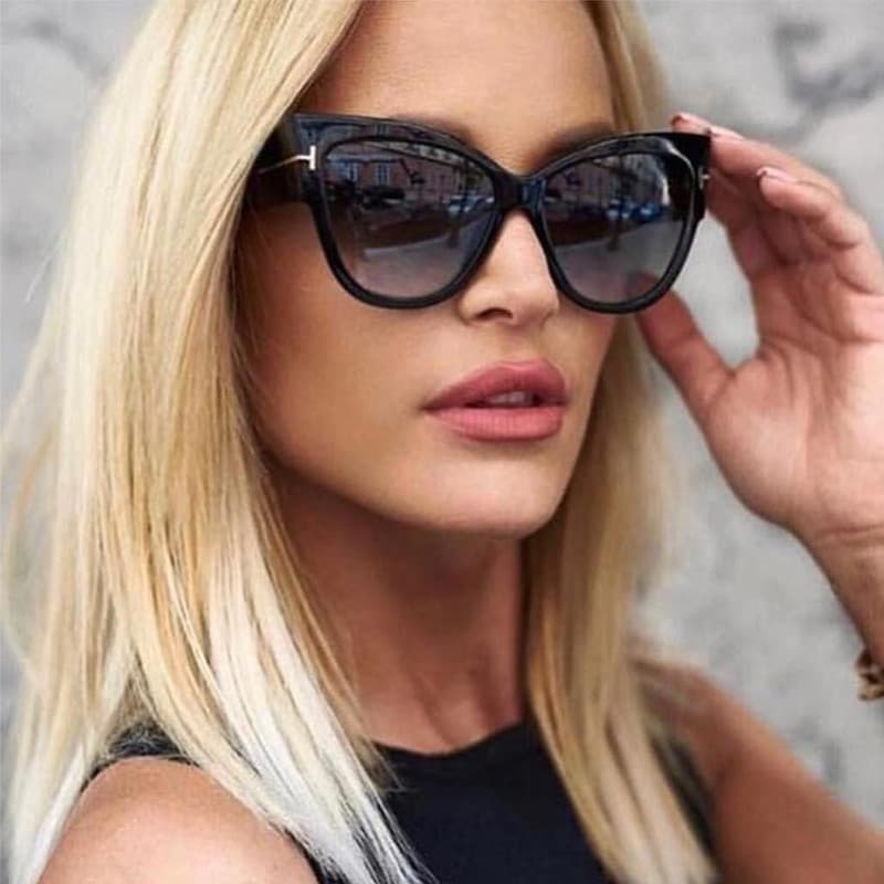 Moda Olho De Gato Óculos De Sol Mulher Marca Designer Grande Quadro Gradiente Lente Clara Feminino Tons Vintage
