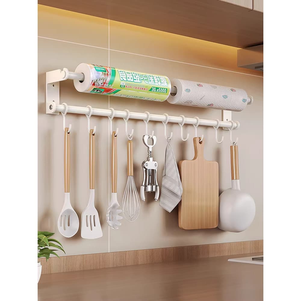Gancho de prateleira de cozinha estilo creme multifuncional utensílios de cozinha espátula colher faca armazenamento fix