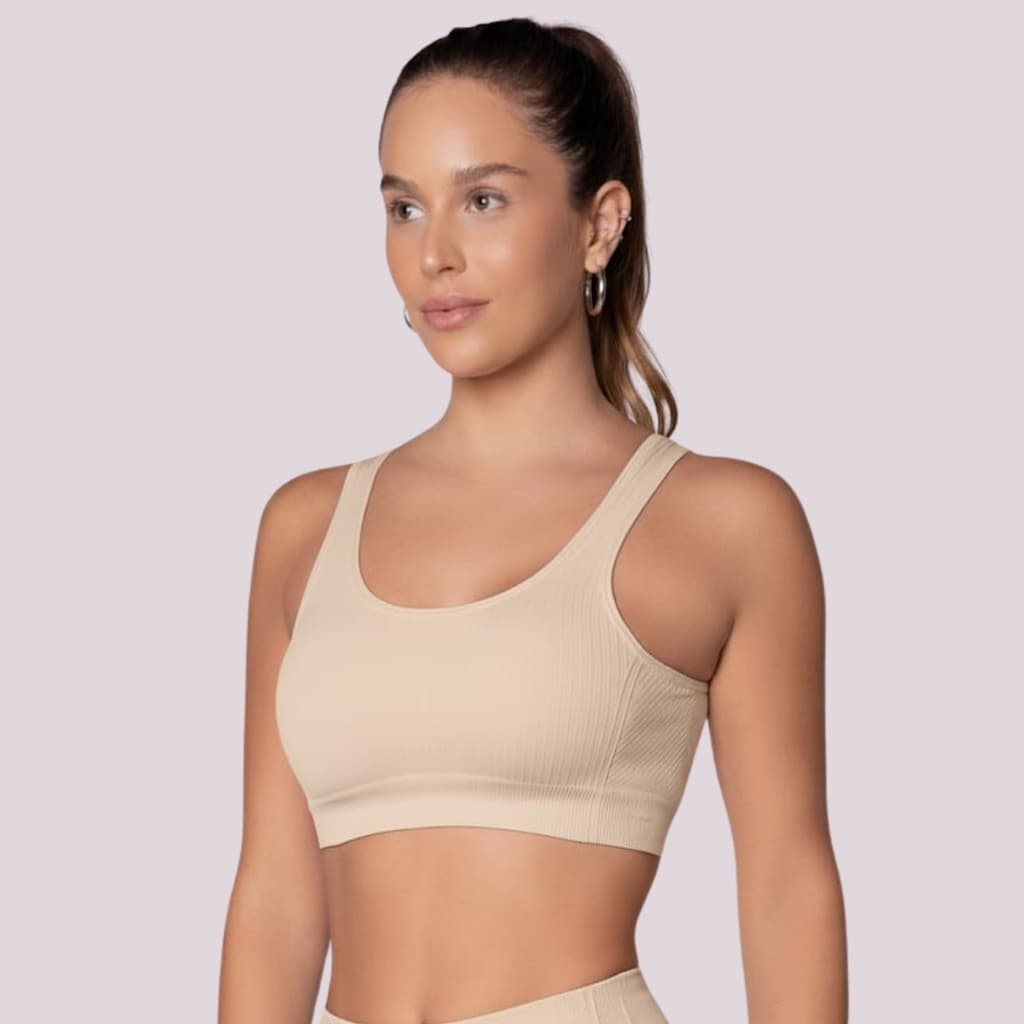 Top Selene Academia Canelado Sem Costura Sport Fitness