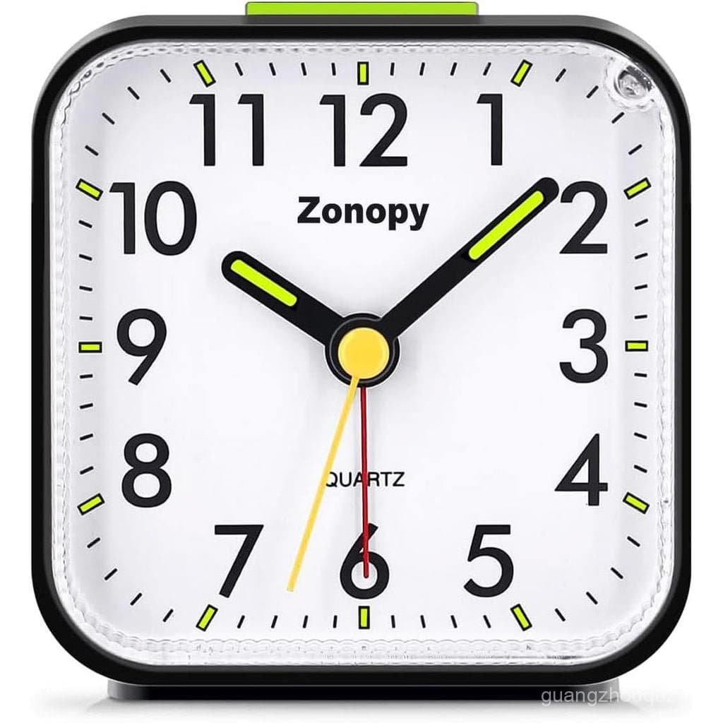 Relógio Despertador Analógico Silencioso com Luz Noturna, Baterias, Alarme Alto, Função Soneca, Tela Brilhante, Design P