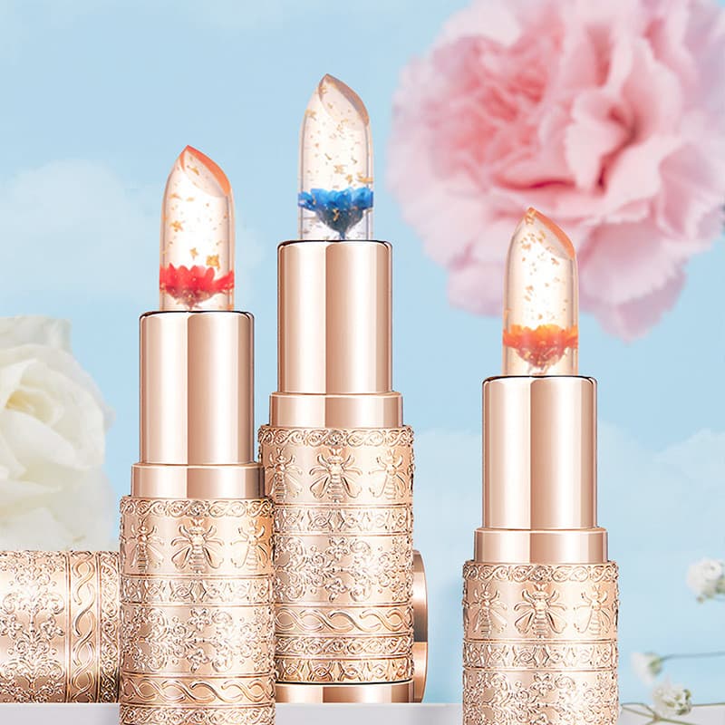 Batom que muda de cor com a temperatura, batom que muda de cor, batom em gel, flores